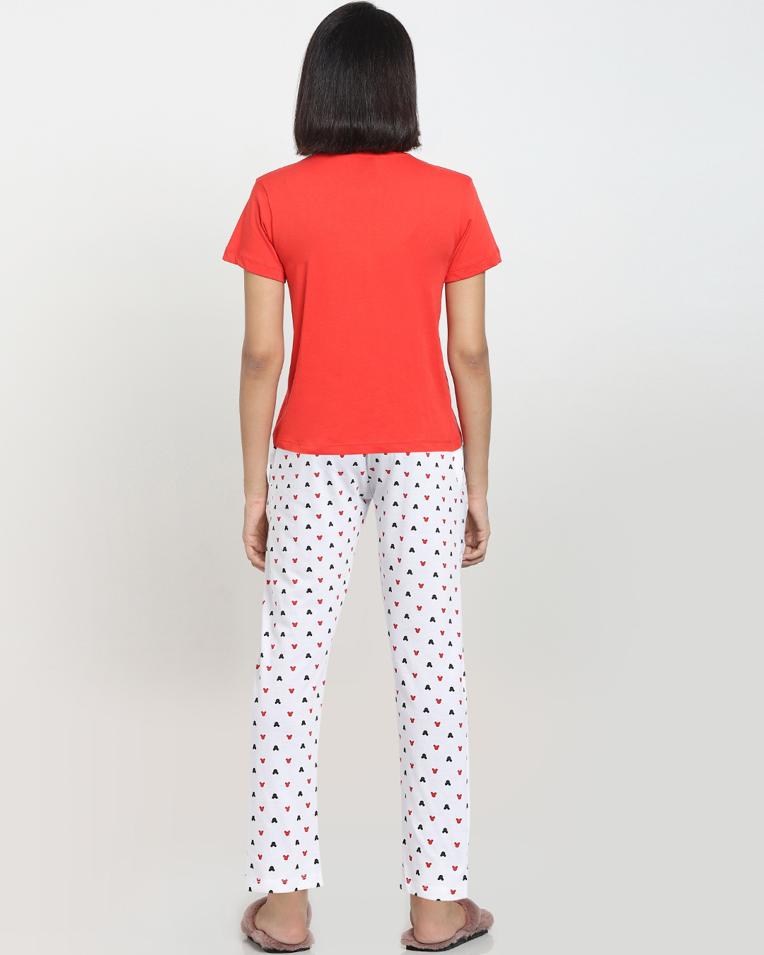 Shop Red &White Mickey Nightwear Set-Back