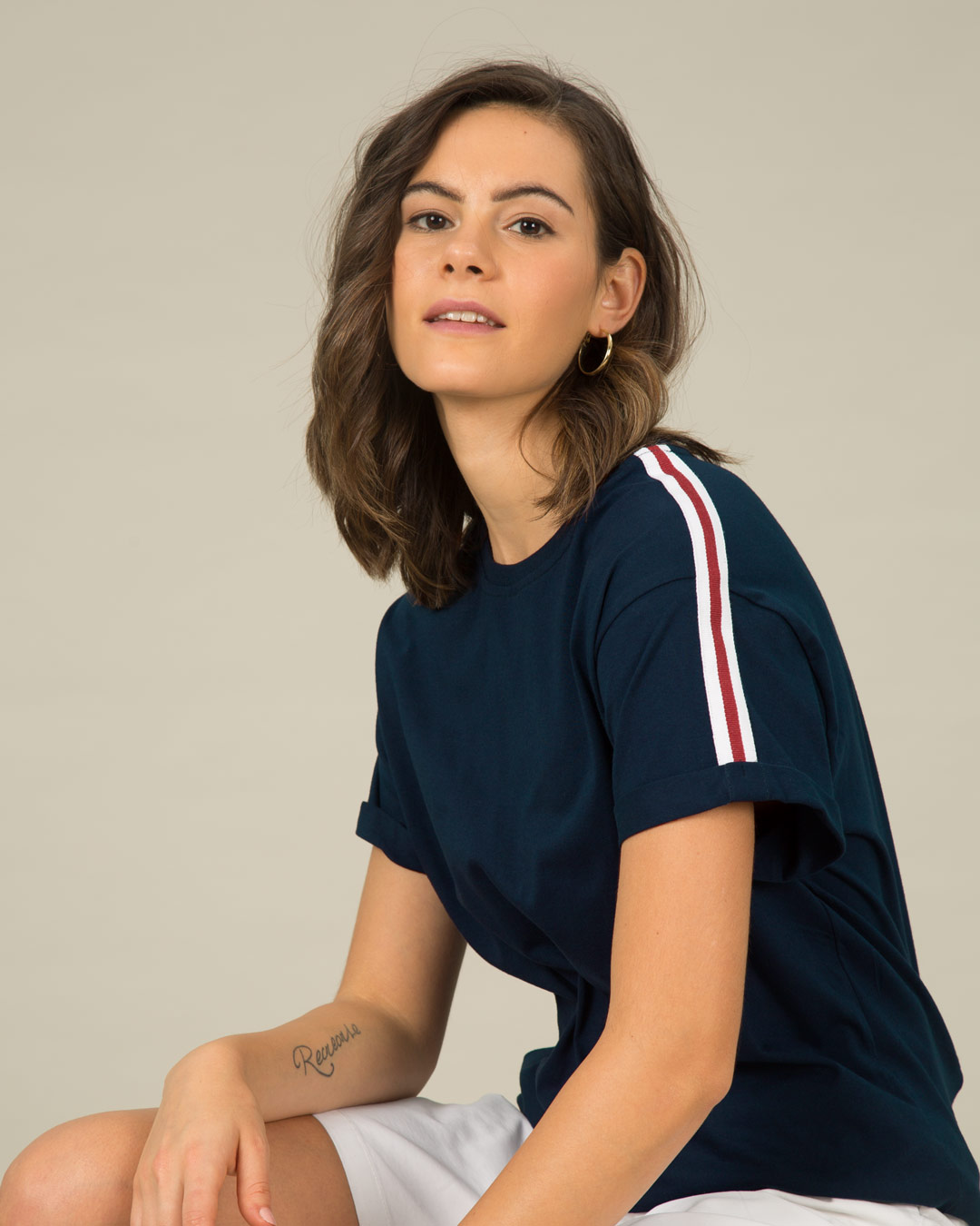 Buy Red White Stripes Sports Trim T-Shirt for Women blue Online at Bewakoof