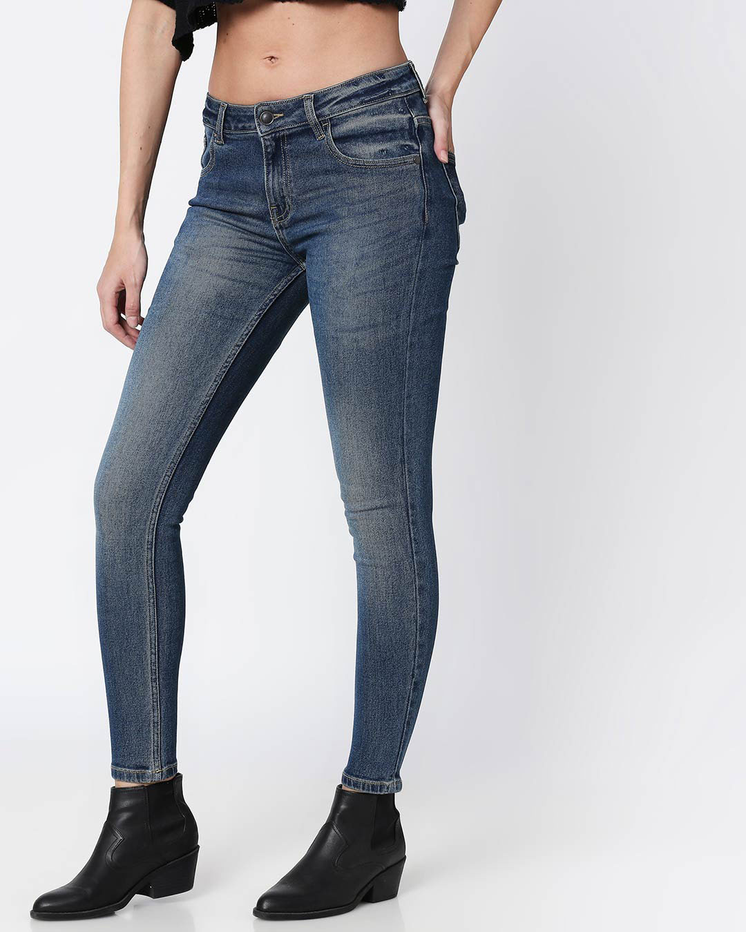 Shop Regal Blue Mid Rise Stretchable Women's Jeans-Back