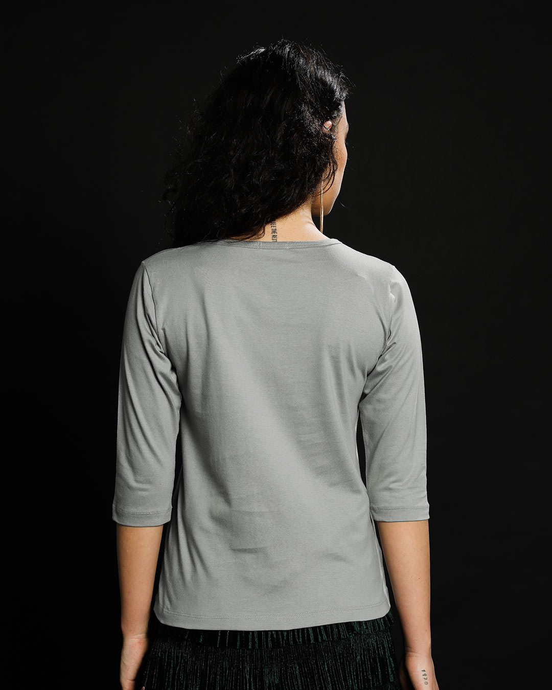 Shop Regrets-none Round Neck 3/4th Sleeve T-Shirt-Back