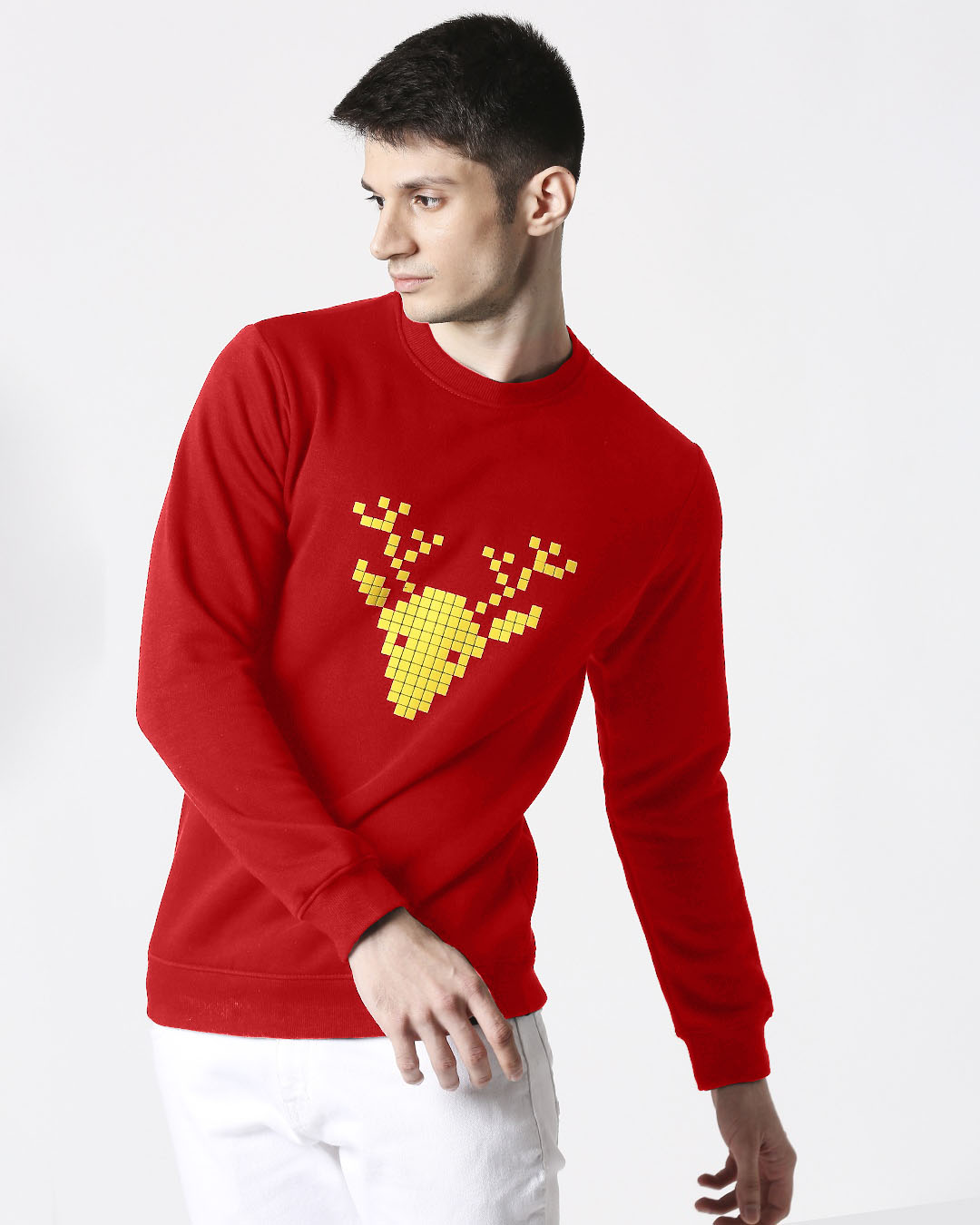 

Men Chest Printed Red Sweatshirt Men' Printed Fleece Sweater Bewakoof.com