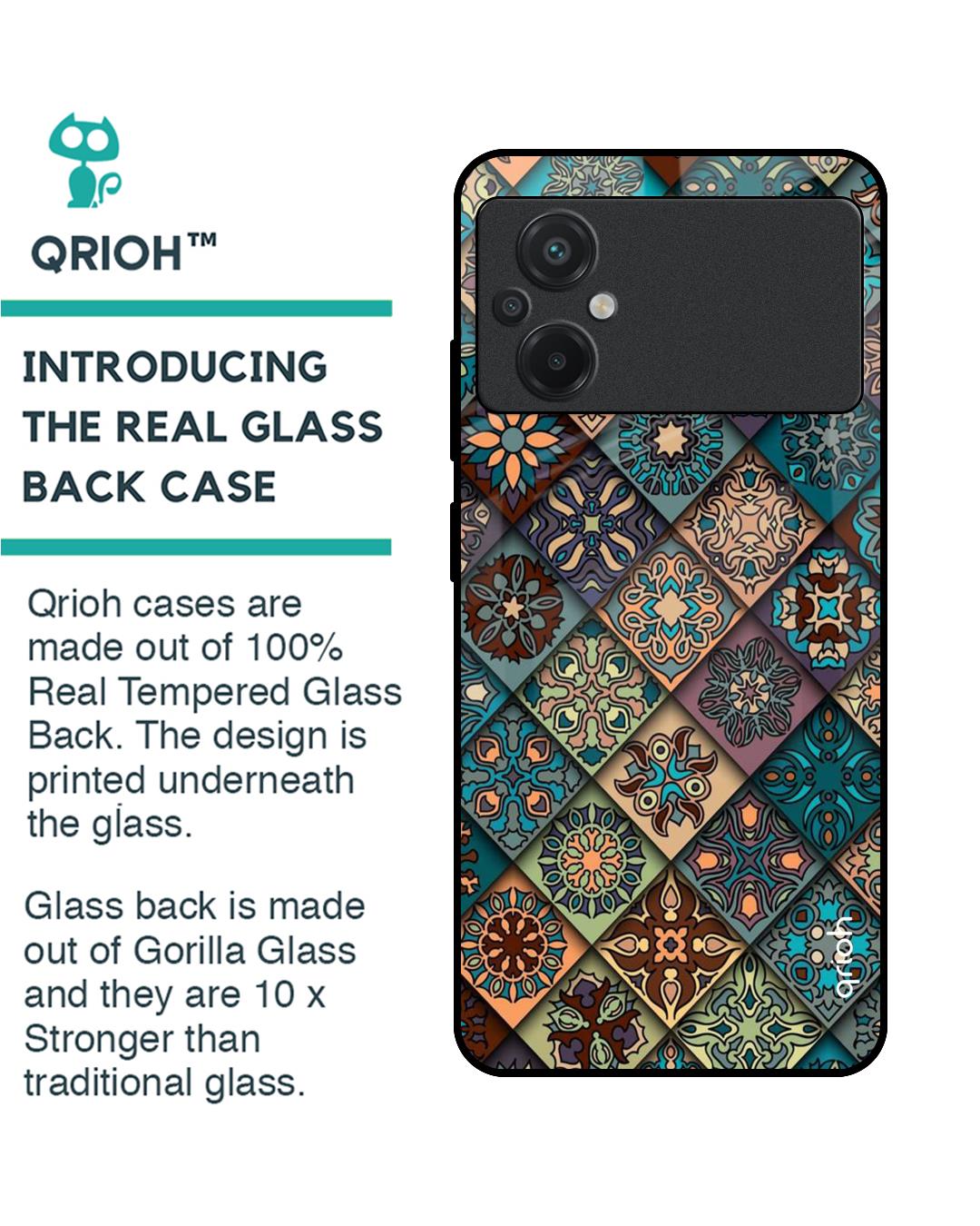 Shop Retro Art Premium Glass Case for Poco M5 (Shock Proof, Scratch Resistant)-Back