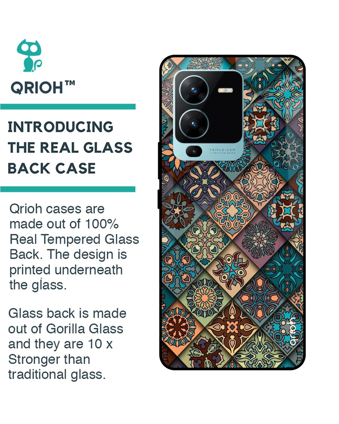 Shop Retro Art Printed Premium Glass case for Vivo V25 Pro (Shock Proof,Scratch Resistant)-Back