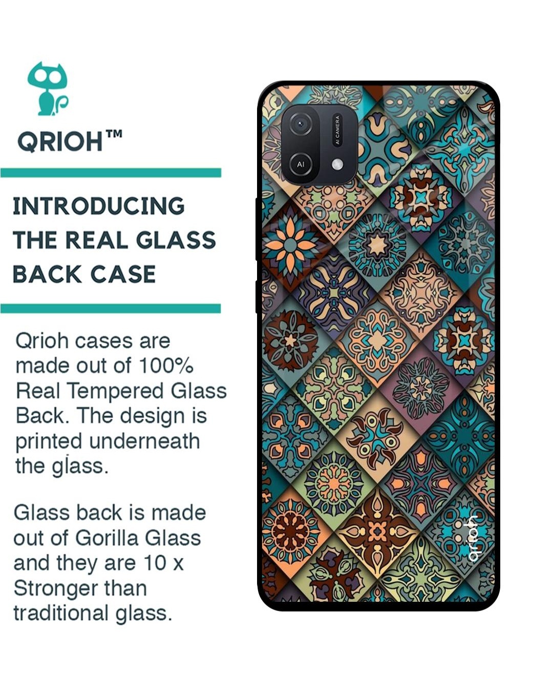 Shop Retro Art Printed Premium Glass Cover for Oppo A16K (Shockproof, Light Weight)-Back