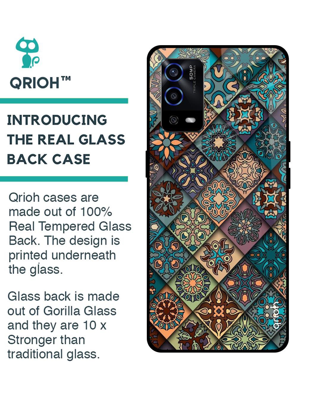 Shop Retro Art Printed Premium Glass Cover for Oppo A55 (Shock Proof, Lightweight)-Back