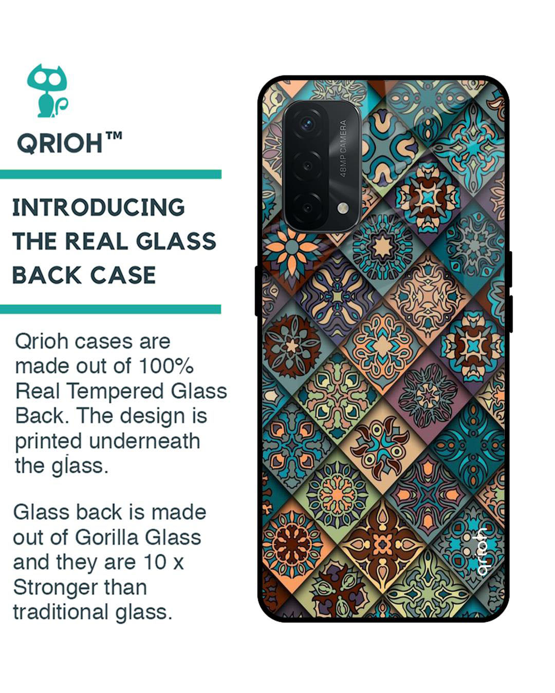 Shop Retro Art Printed Premium Glass Cover for Oppo A74 (Shock Proof, Lightweight)-Back