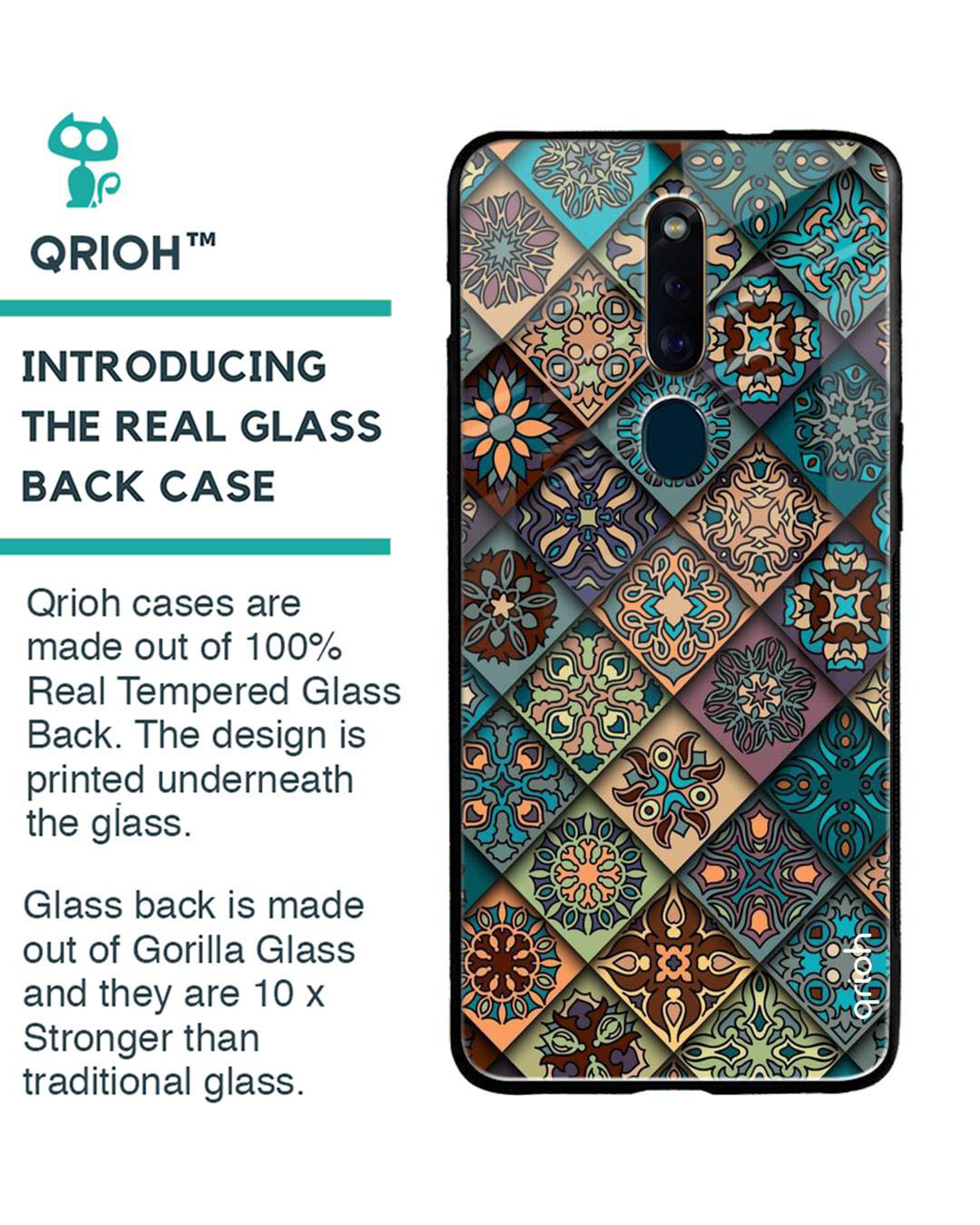 Shop Retro Art Printed Premium Glass Cover for Oppo F11 Pro (Shock Proof, Lightweight)-Back