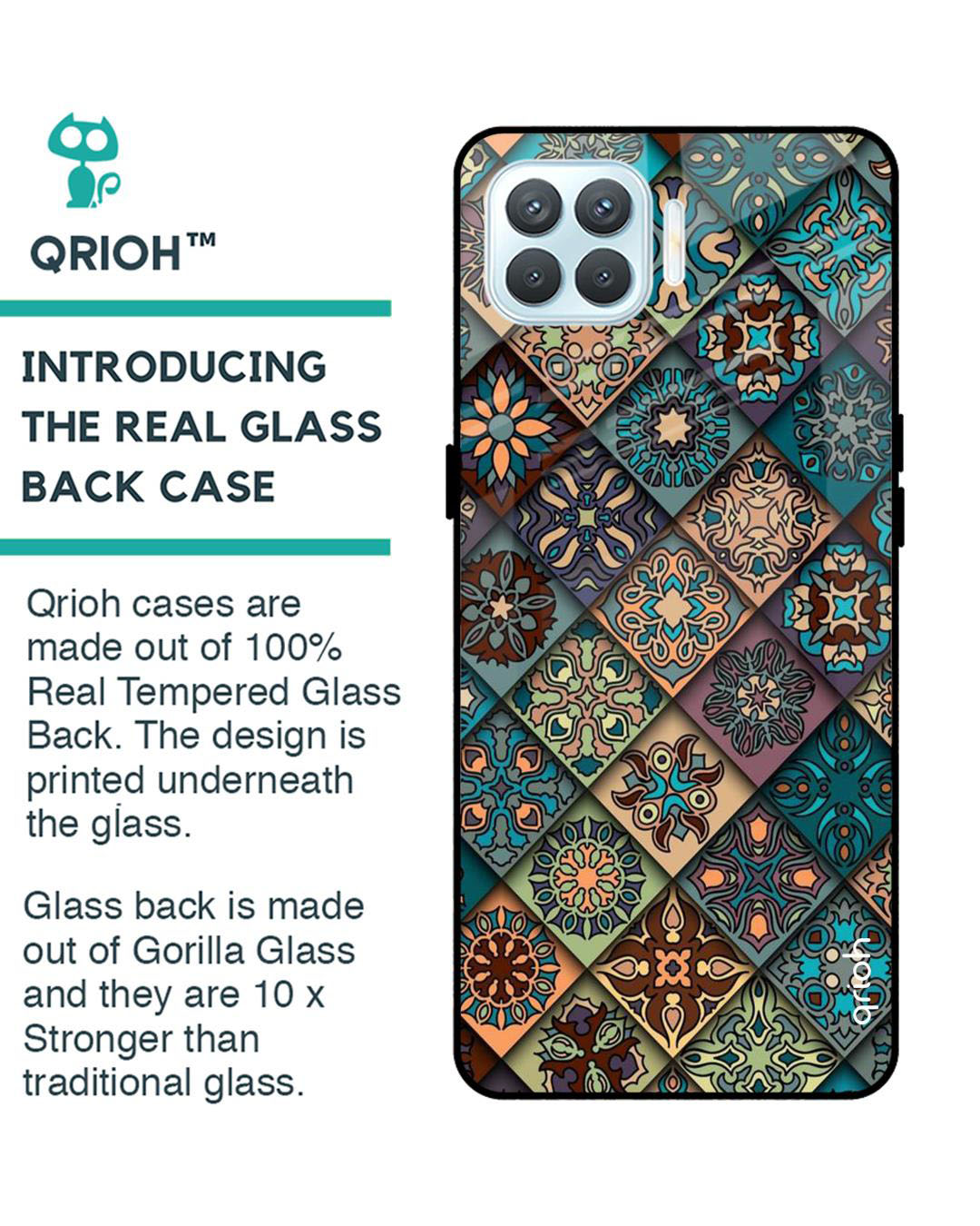 Shop Retro Art Printed Premium Glass Cover for Oppo F17 Pro (Shock Proof, Lightweight)-Back