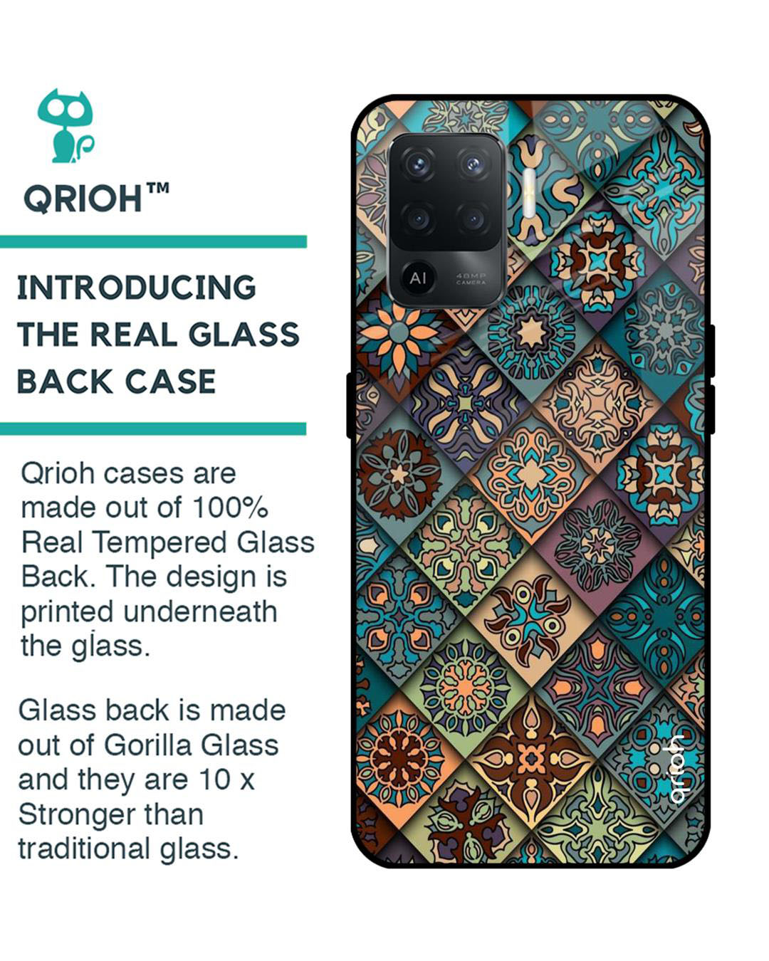 Shop Retro Art Printed Premium Glass Cover for Oppo F19 Pro (Shock Proof, Lightweight)-Back