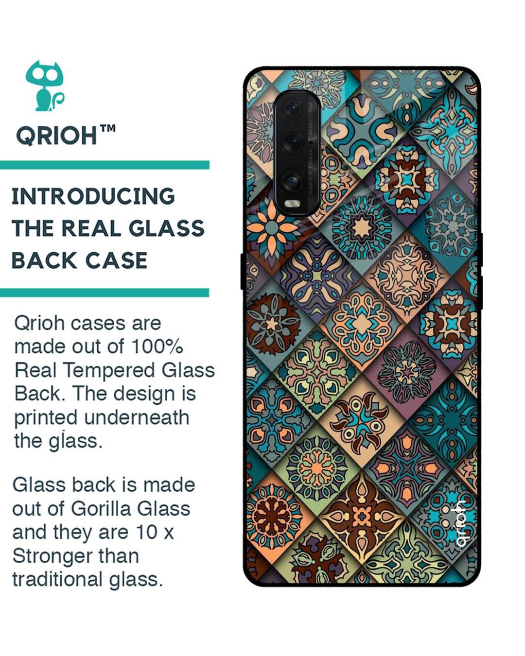 Shop Retro Art Printed Premium Glass Cover for Oppo Find X2 (Shock Proof, Lightweight)-Back