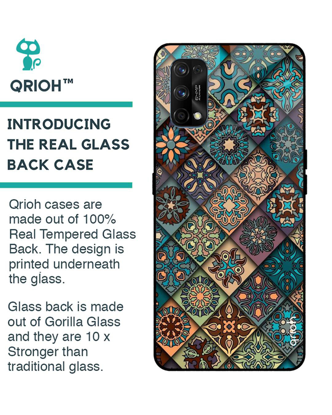 Shop Retro Art Printed Premium Glass Cover for Realme 7 Pro (Shock Proof, Lightweight)-Back