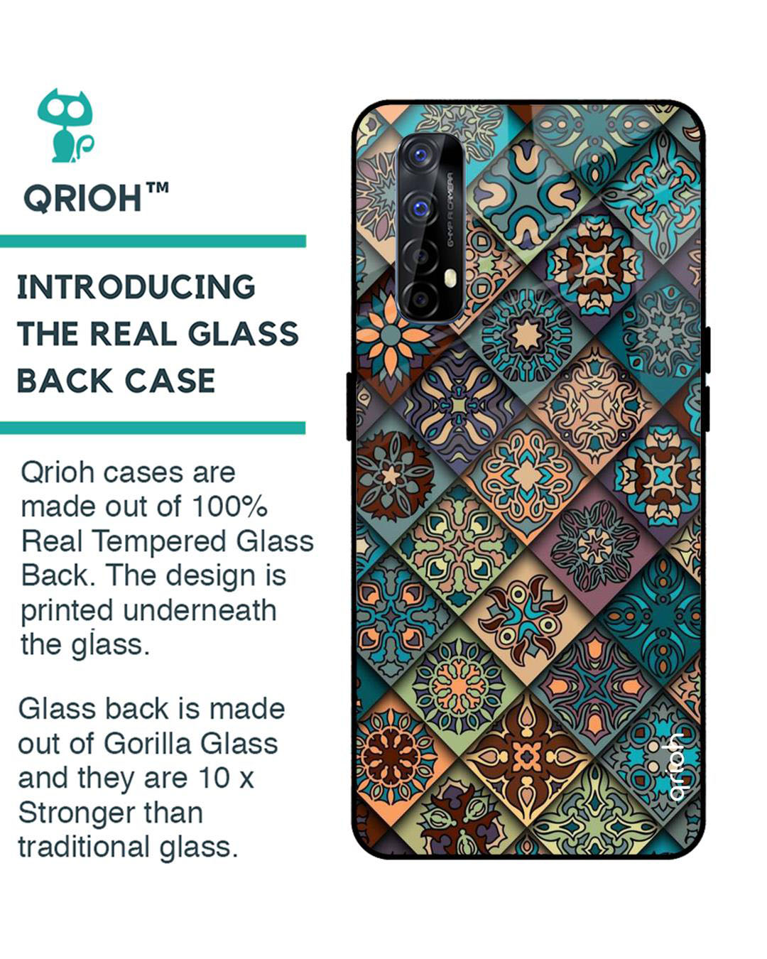 Shop Retro Art Printed Premium Glass Cover for Realme 7 (Shock Proof, Lightweight)-Back