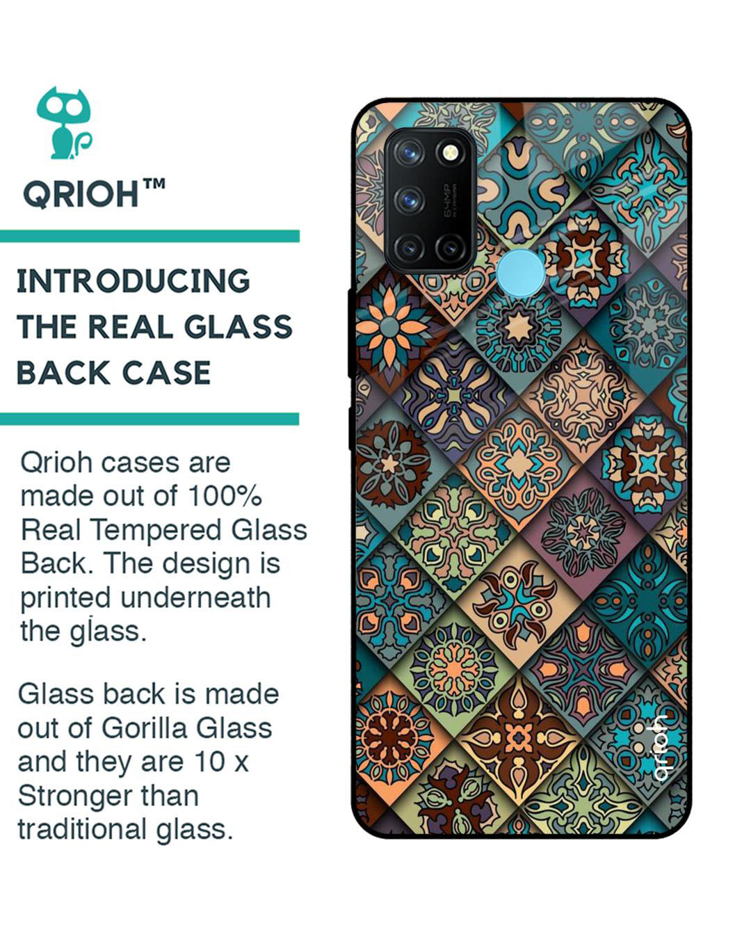 Shop Retro Art Printed Premium Glass Cover for Realme 7i (Shock Proof, Lightweight)-Back