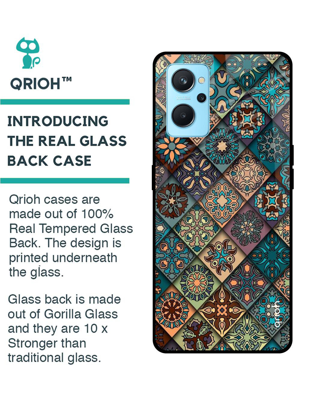 Shop Retro Art Printed Premium Glass Cover for Realme 9i (Shock Proof, Lightweight)-Back