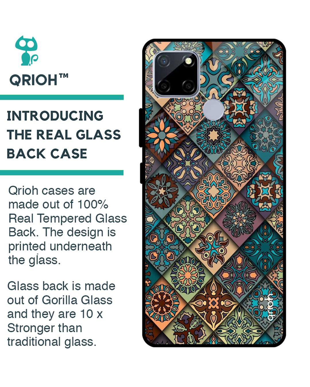 Shop Retro Art Printed Premium Glass Cover for Realme C12 (Shock Proof, Lightweight)-Back