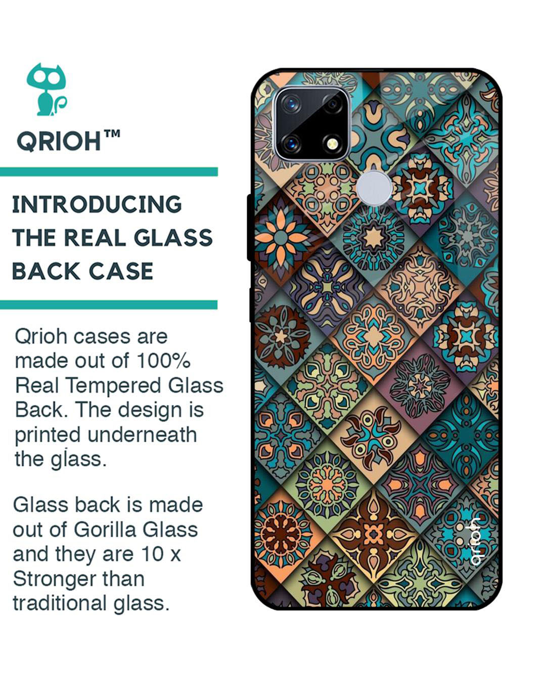 Shop Retro Art Printed Premium Glass Cover for Realme C25 (Shock Proof, Lightweight)-Back