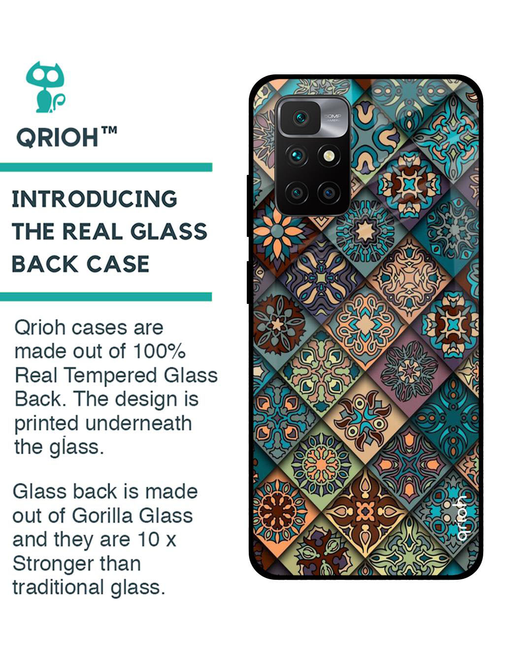 Shop Retro Art Printed Premium Glass Cover for Redmi 10 Prime (Shock Proof, Lightweight)-Back