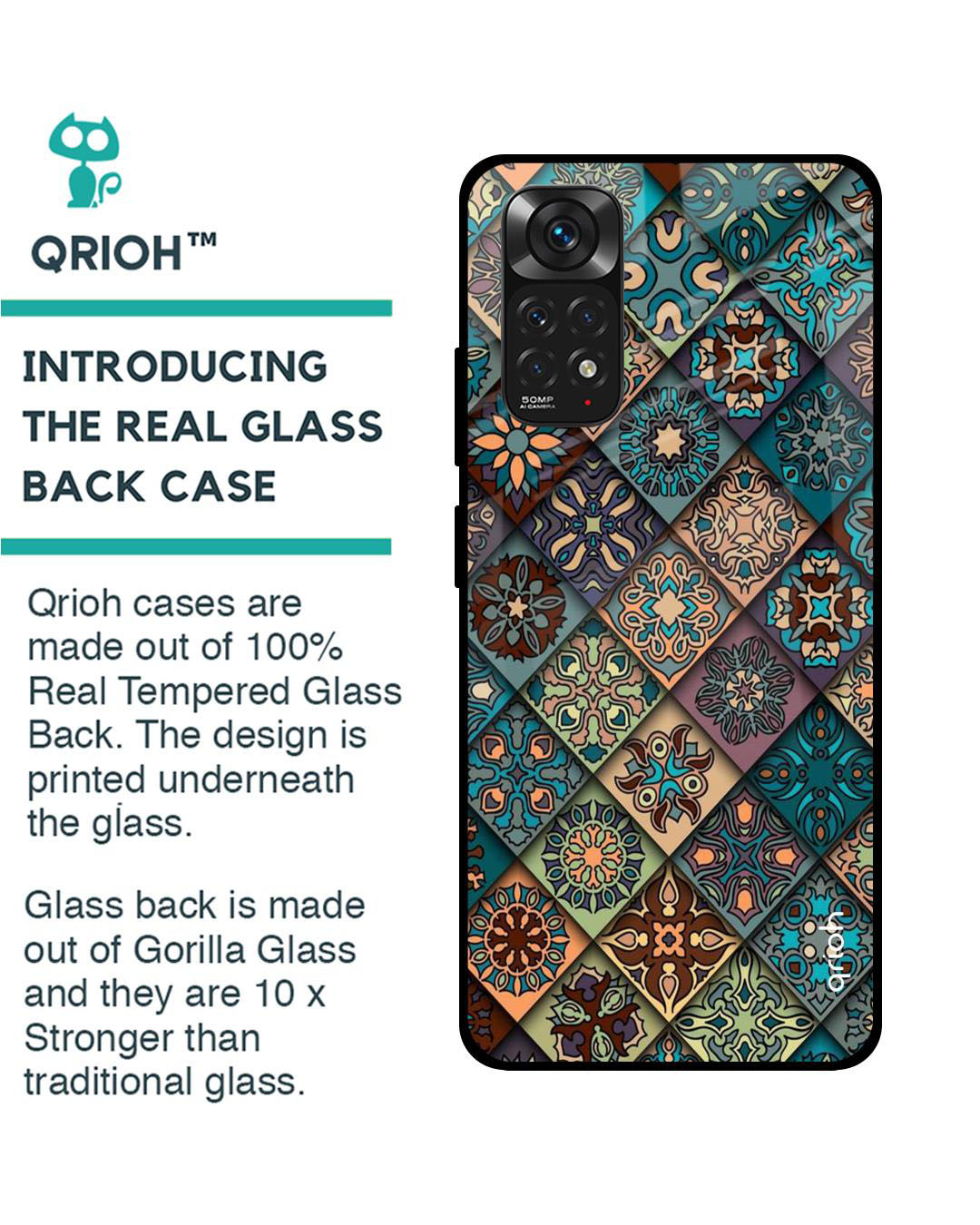 Shop Retro Art Printed Premium Glass Cover for Redmi Note 11 (Shock Proof, Lightweight)-Back