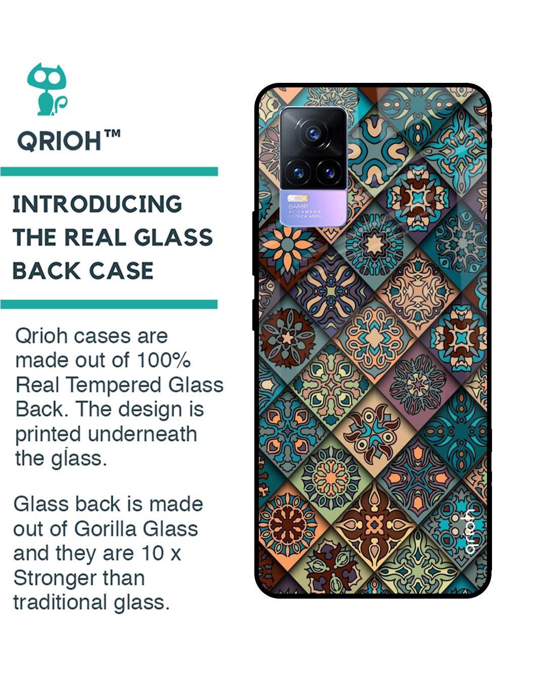 Shop Retro Art Printed Premium Glass Cover for Vivo Y73 (Shockproof, Light Weight)-Back