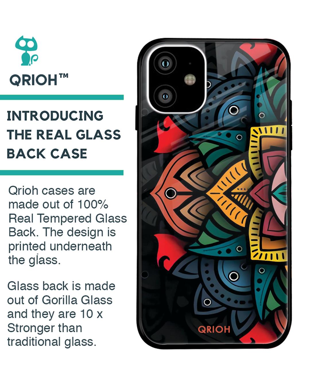 Shop Retro Gorgeous Flower Printed Premium Glass Cover For iPhone 11 (Impact Resistant, Matte Finish)-Back