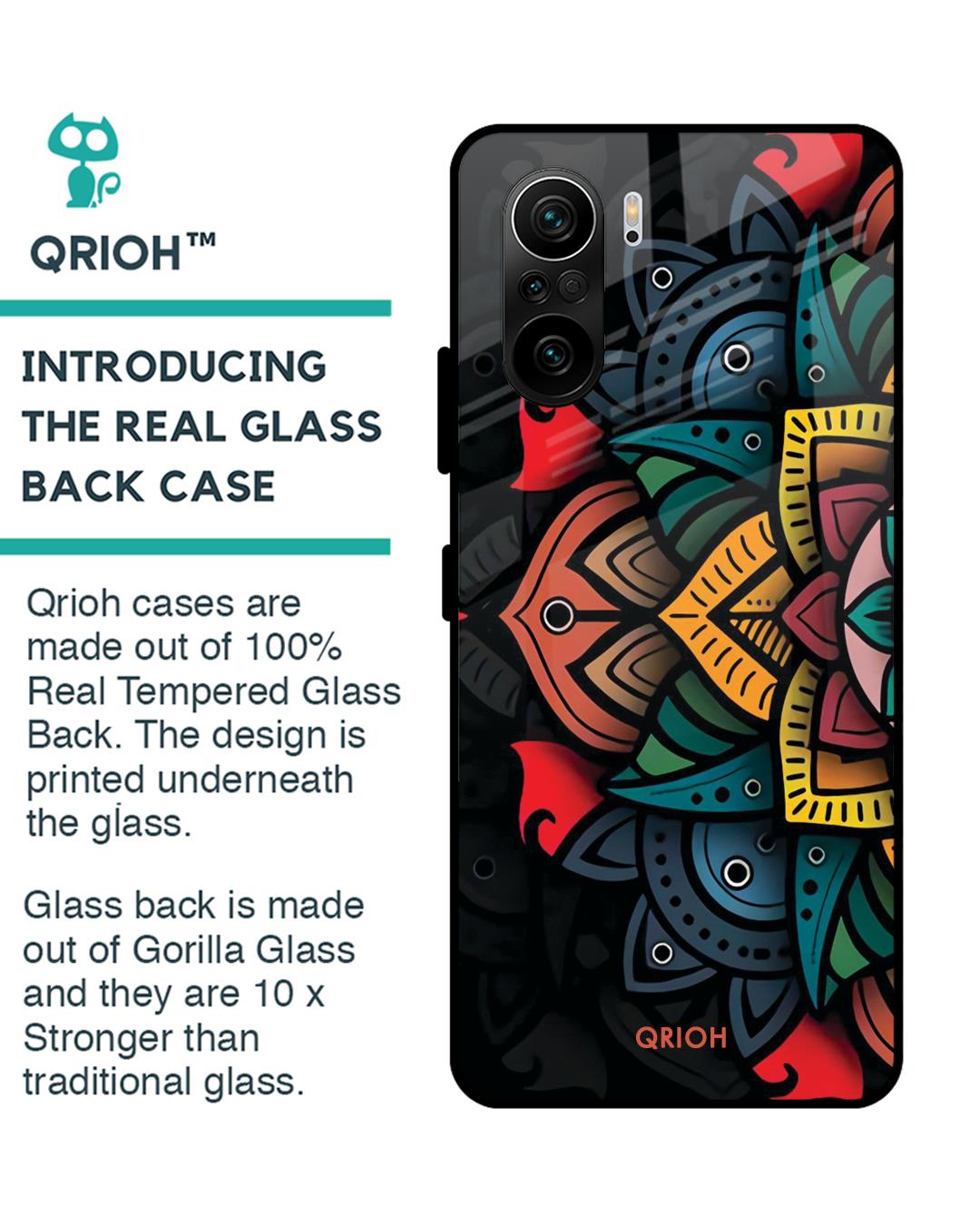 Shop Retro Gorgeous Flower Printed Premium Glass Cover For Mi 11X Pro (Impact Resistant, Matte Finish)-Back