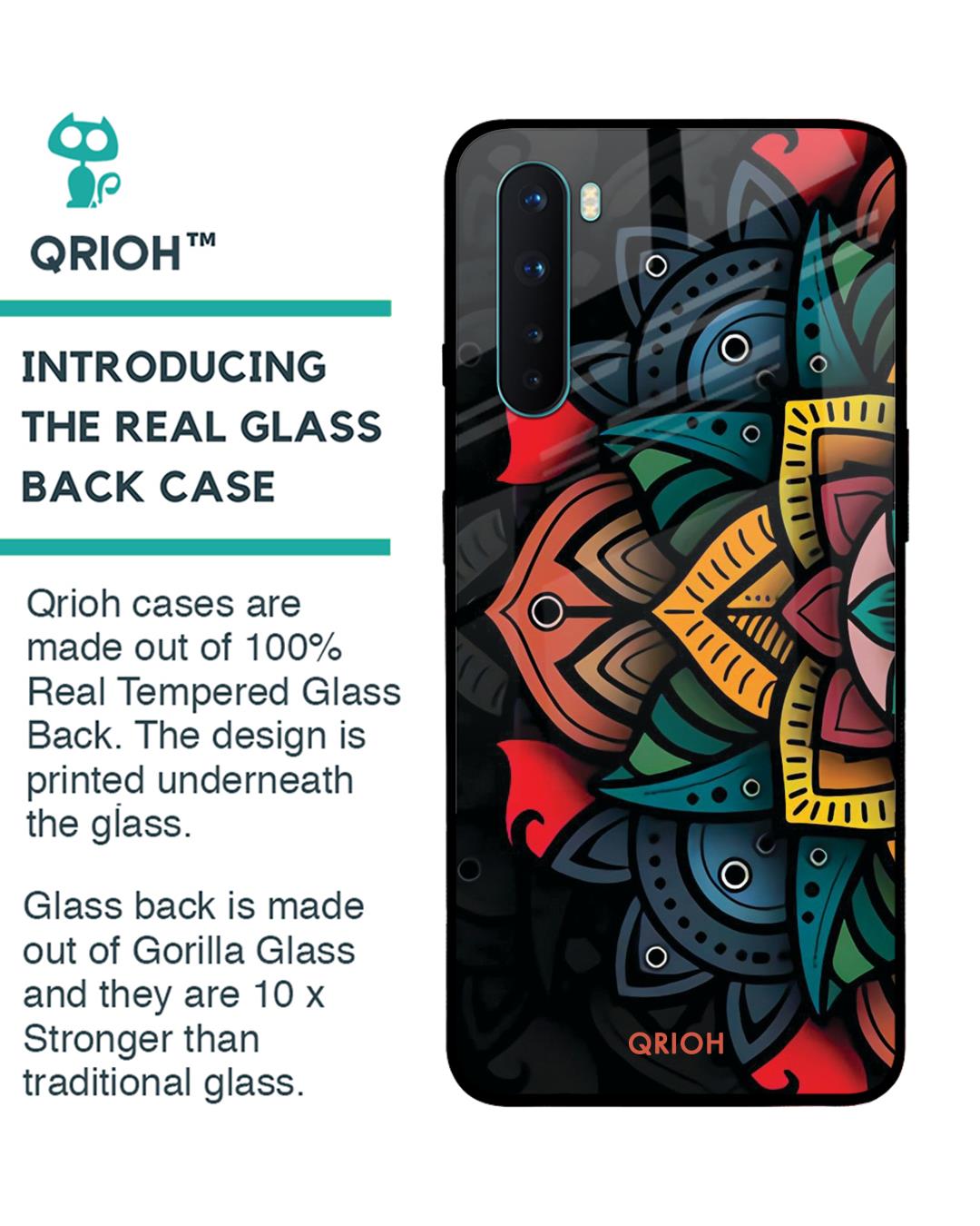 Shop Retro Gorgeous Flower Printed Premium Glass Cover For OnePlus Nord (Impact Resistant, Matte Finish)-Back