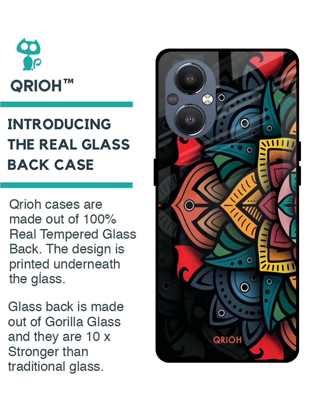 Shop Retro Gorgeous Flower Printed Premium Glass Cover For OnePlus Nord N20 5G (Matte Finish)-Back