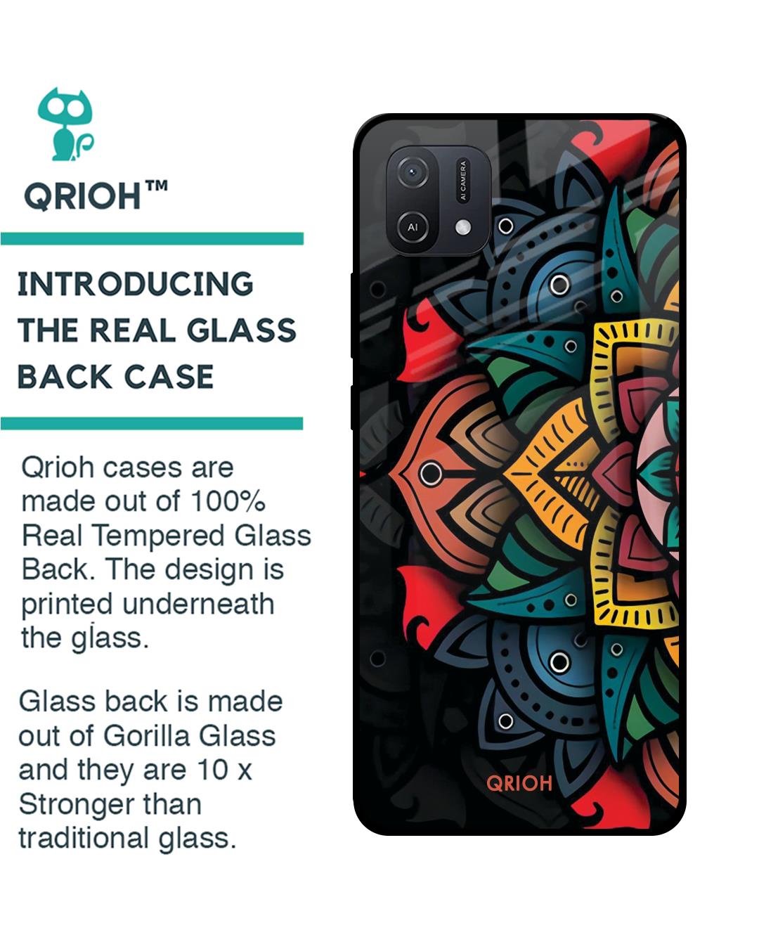 Shop Retro Gorgeous Flower Printed Premium Glass Cover For Oppo A16K (Impact Resistant, Matte Finish)-Back