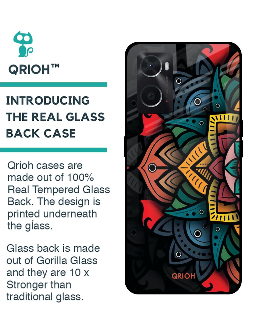 Shop Retro Gorgeous Flower Printed Premium Glass Cover For Oppo A76 (Impact Resistant, Matte Finish)-Back