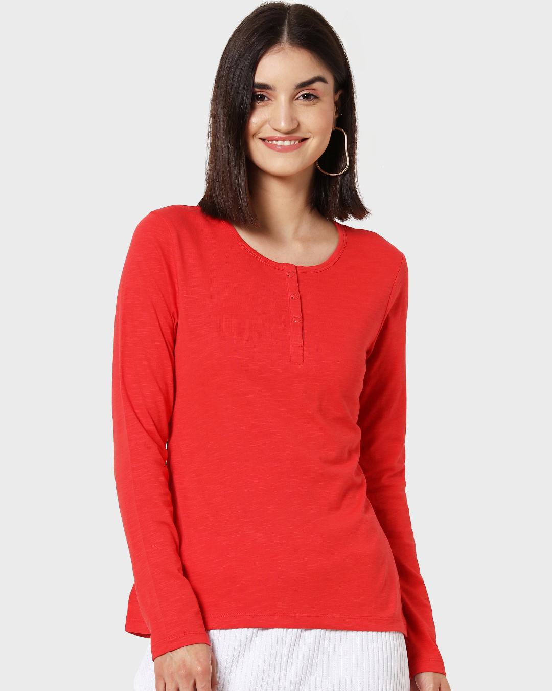 Shop Retro Red Full Sleeve Henley T-Shirt-Back