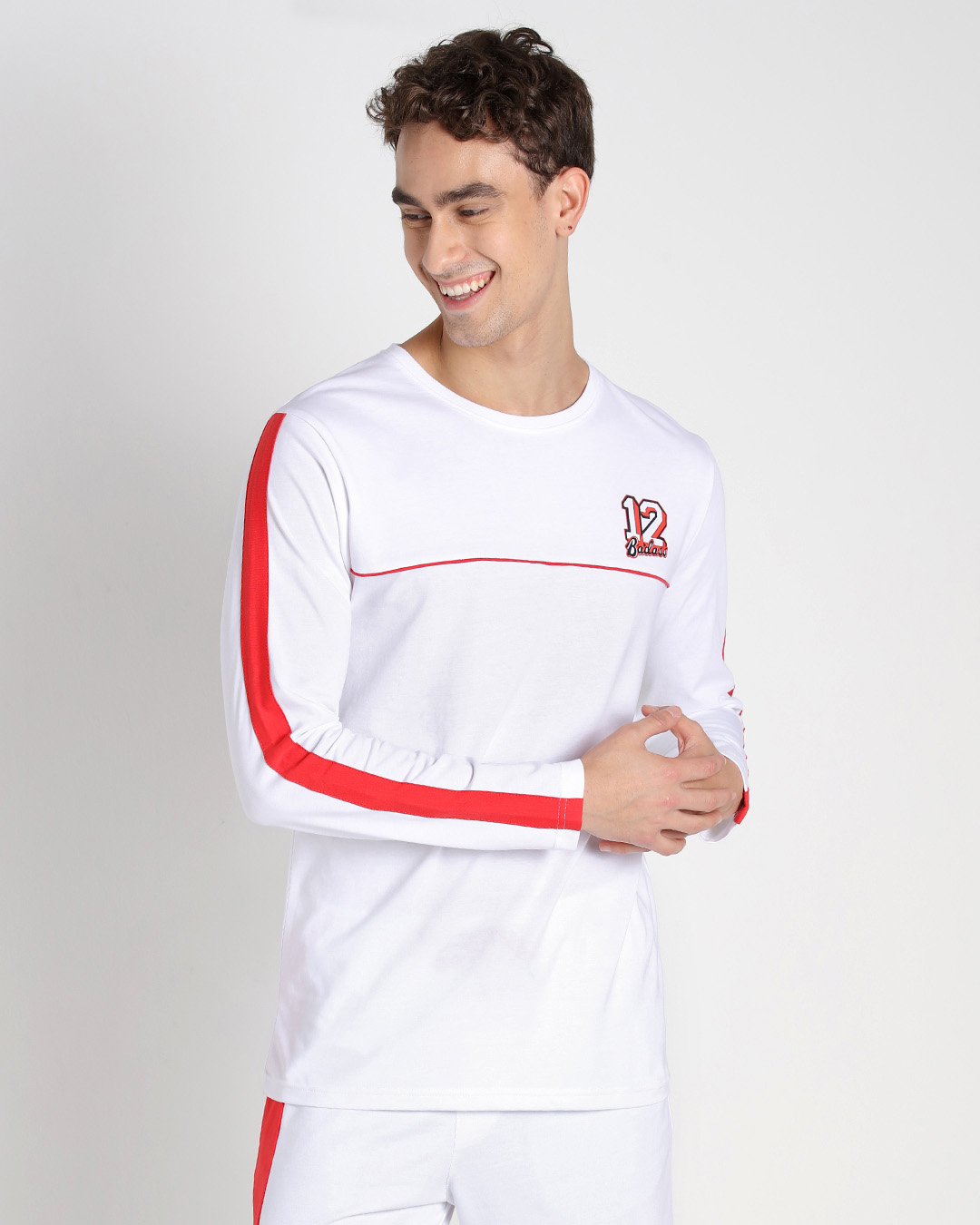 Shop Retro Red Full Sleeve Sport Trim T-Shirt-Back