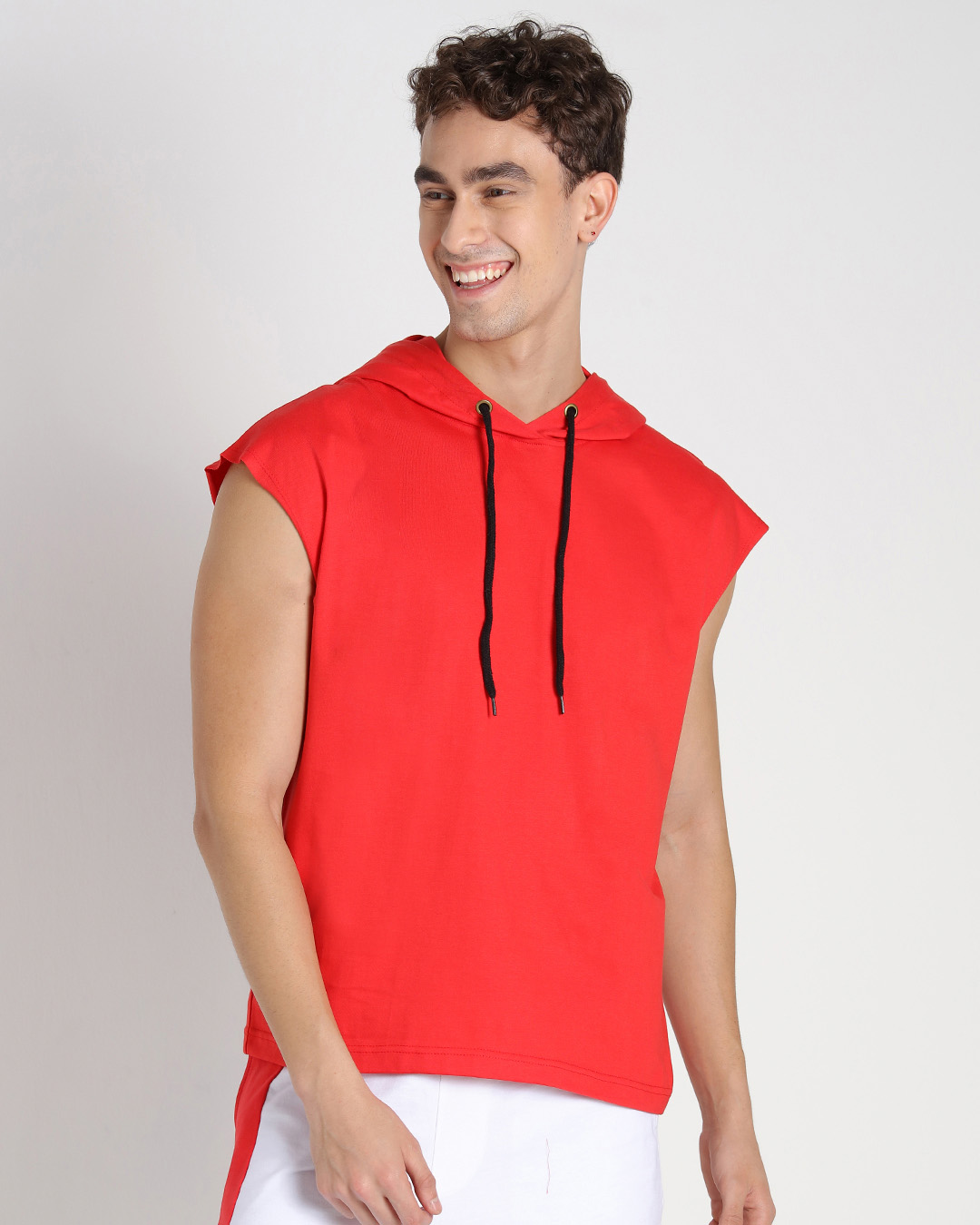 Shop Retro Red Panel Hoodie Vest-Back