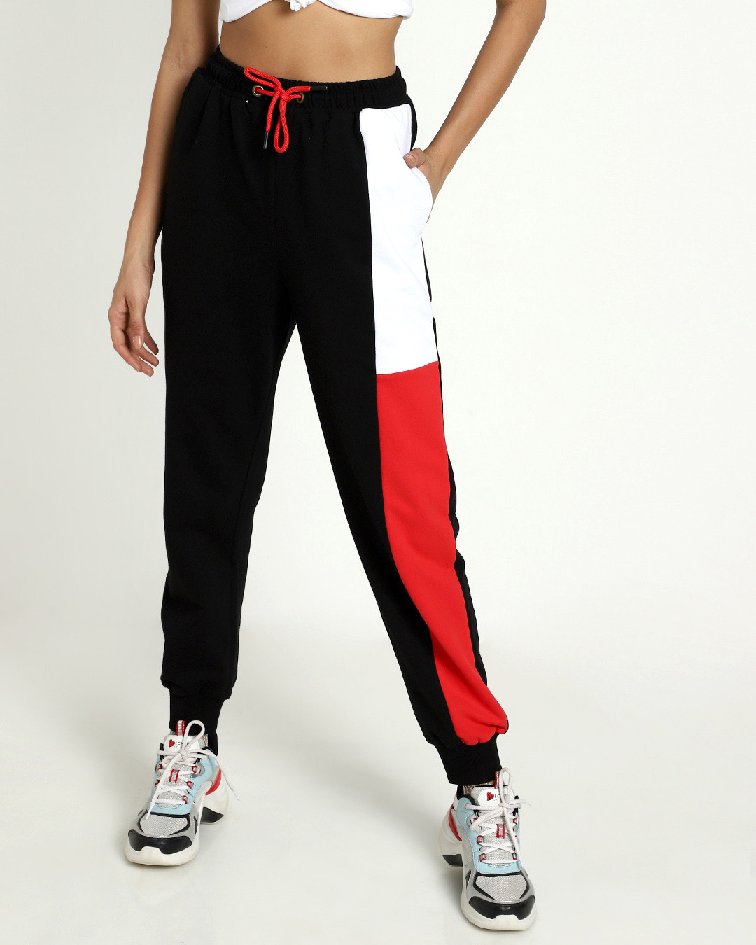 Shop Retro Red Side Panel Joggers-Back