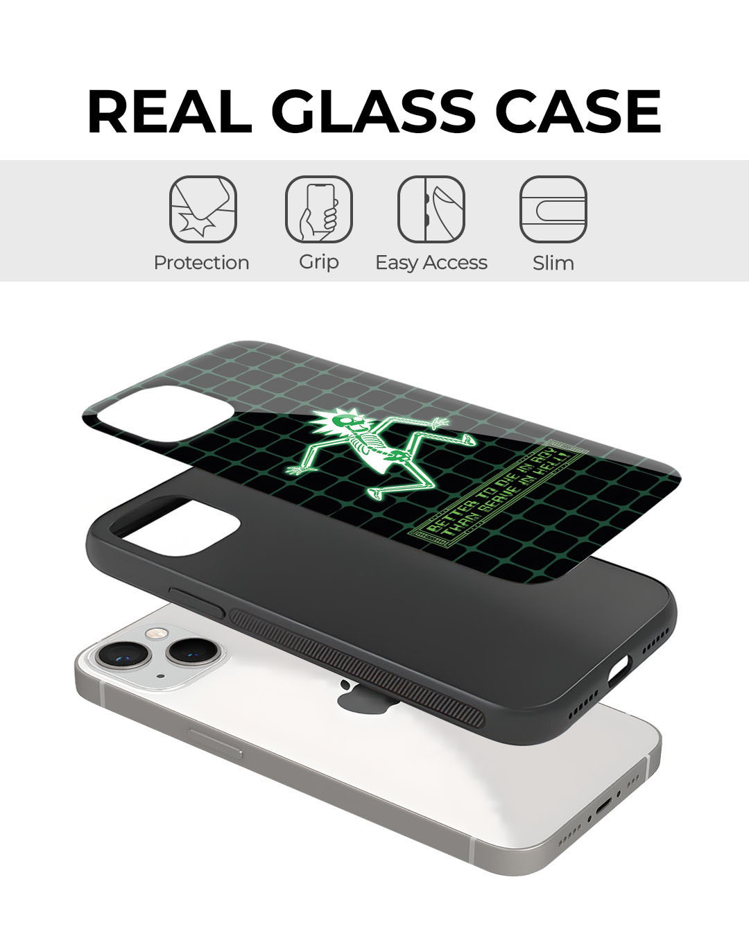 Shop Rick Skeleton Premium Glass Cover for Apple iPhone 12-Back