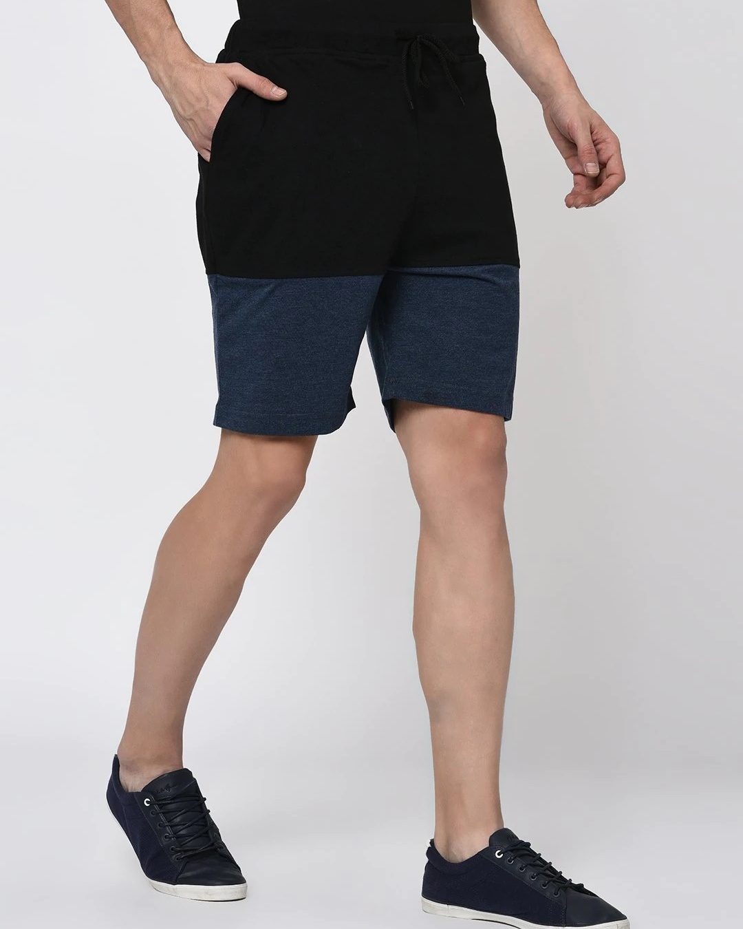 Shop Men's Black & Blue Color Block Shorts-Back