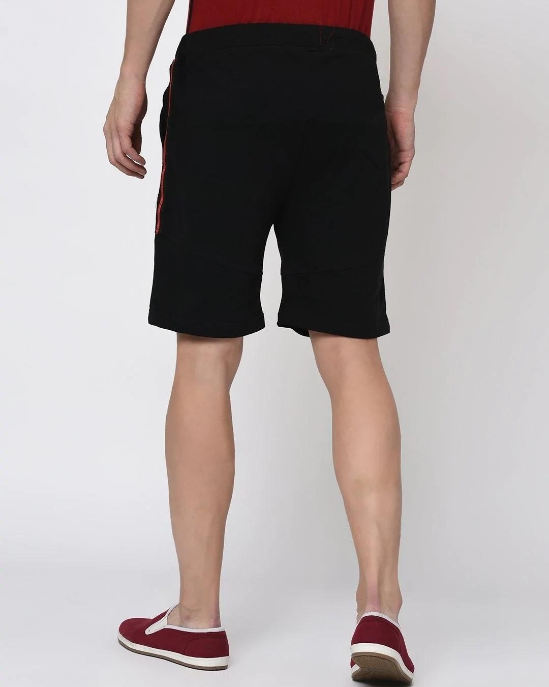 Shop Men's Black Side Striped Shorts-Back