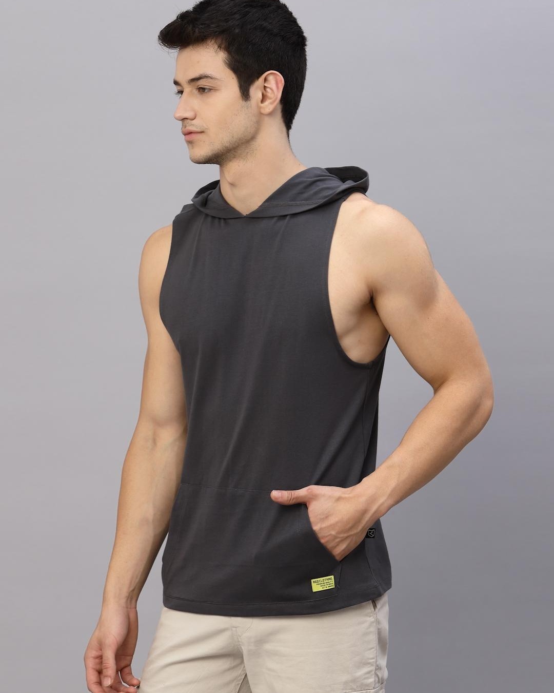 Shop Men's Dark Grey Slim Fit Vest-Back