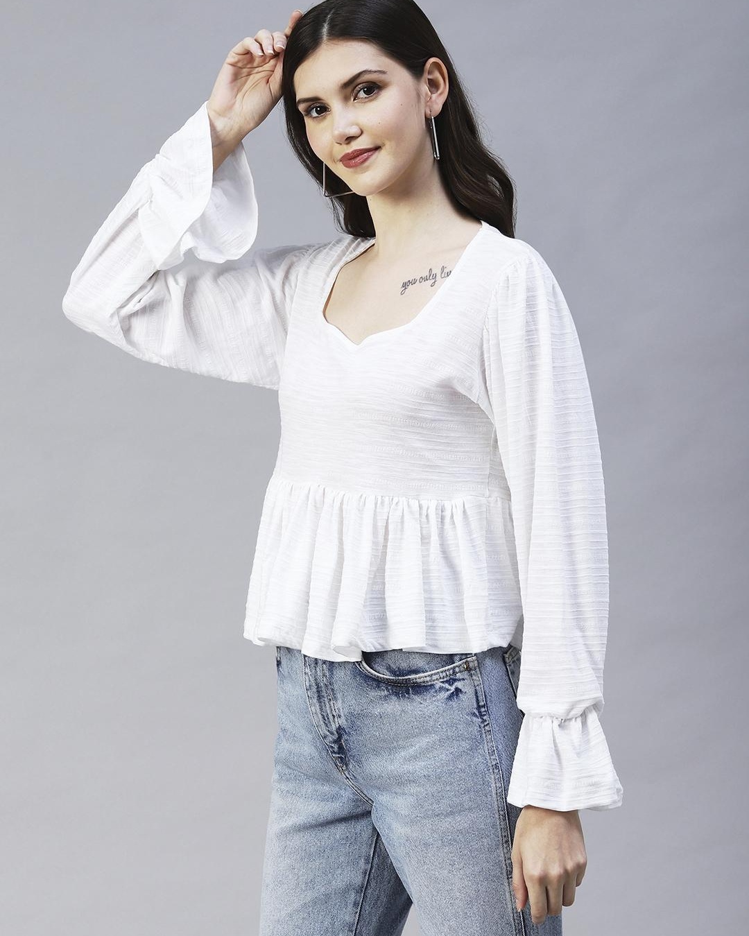 Shop Women's White Slim Fit Top-Back