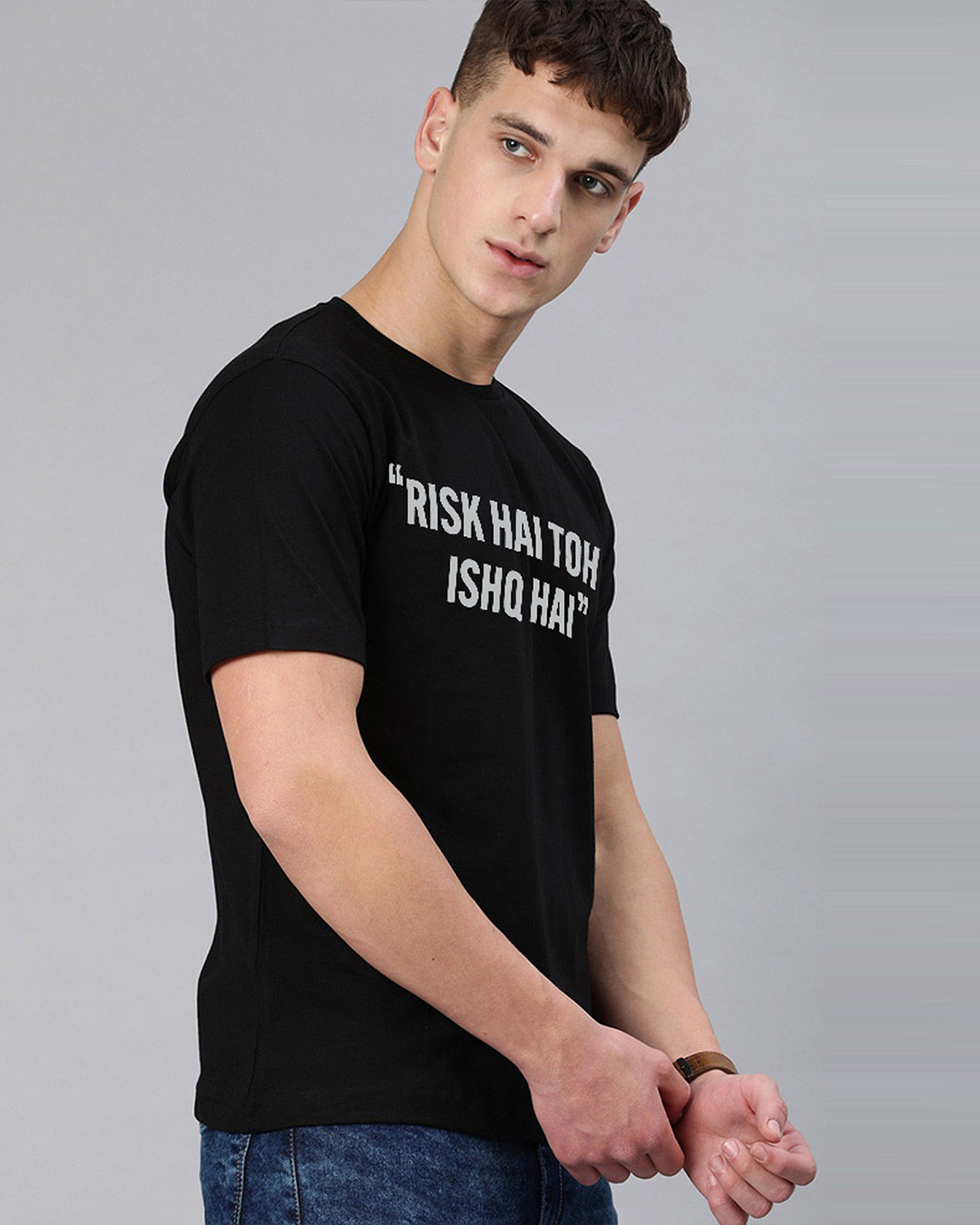 Shop Risk Hai To Ishq Hai Half Sleeve T-shirt For Men's-Back