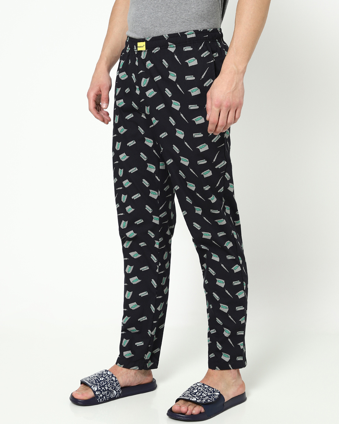 Shop Men's Black Rolling Pro All Over Printed Pyjamas-Back