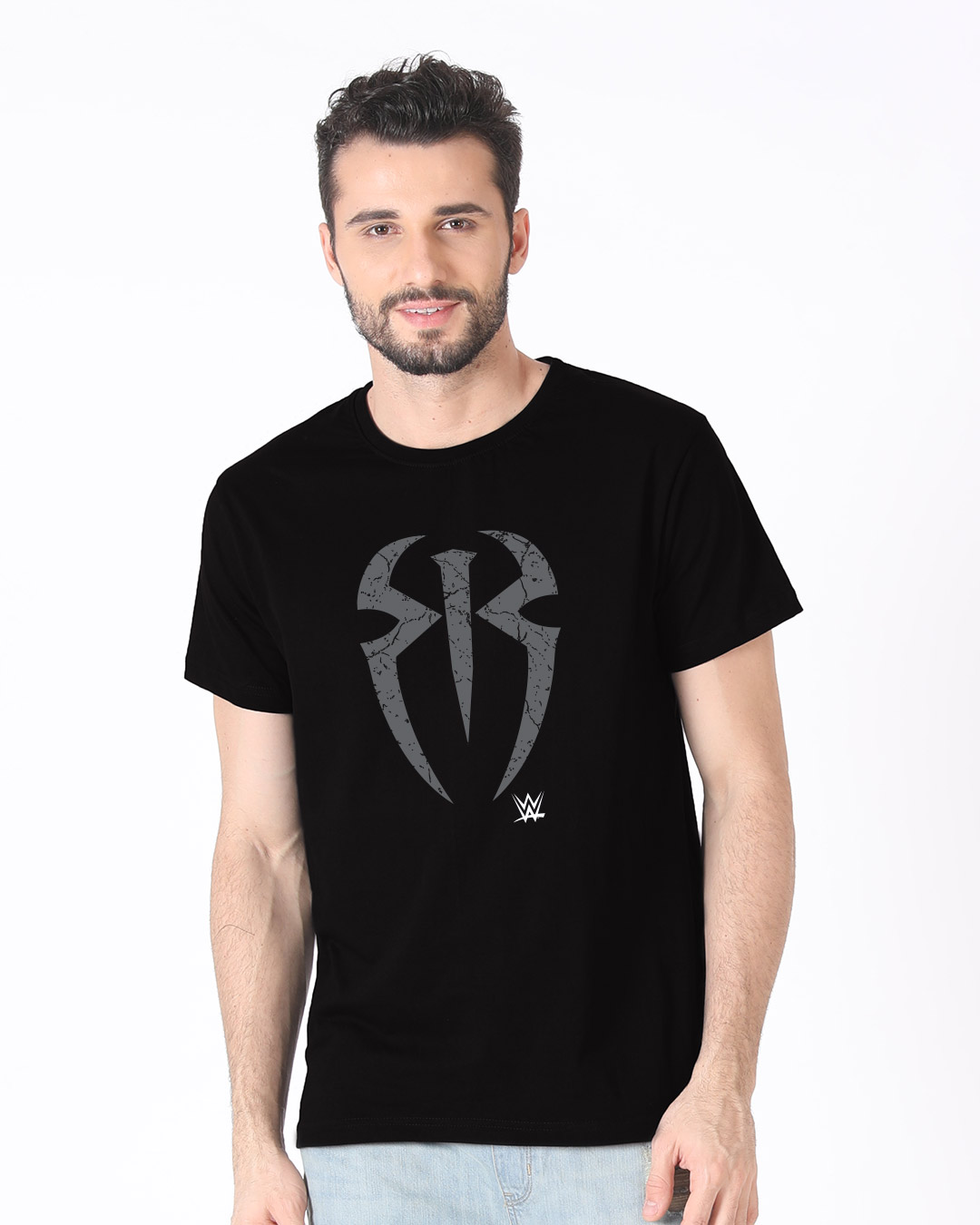 Shop Roman Logo Half Sleeve T-Shirt (WWEL)-Back