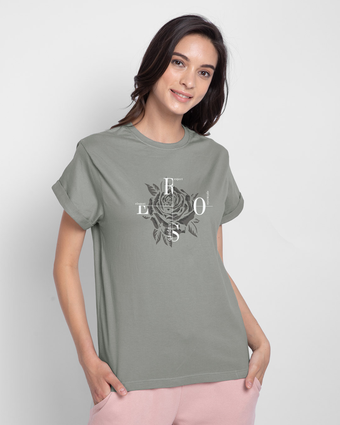 Shop Rose Compass Boyfriend T-Shirt-Back