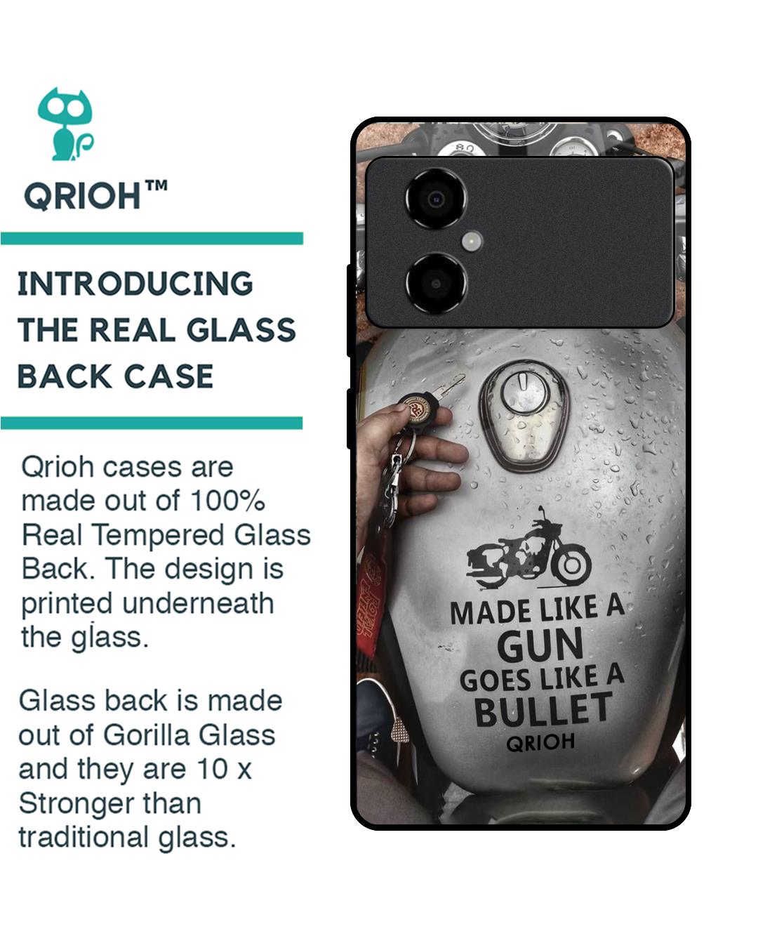 Shop Royal Bike Printed Premium Glass Case for Poco M4 5G (Shock Proof,Scratch Resistant)-Back