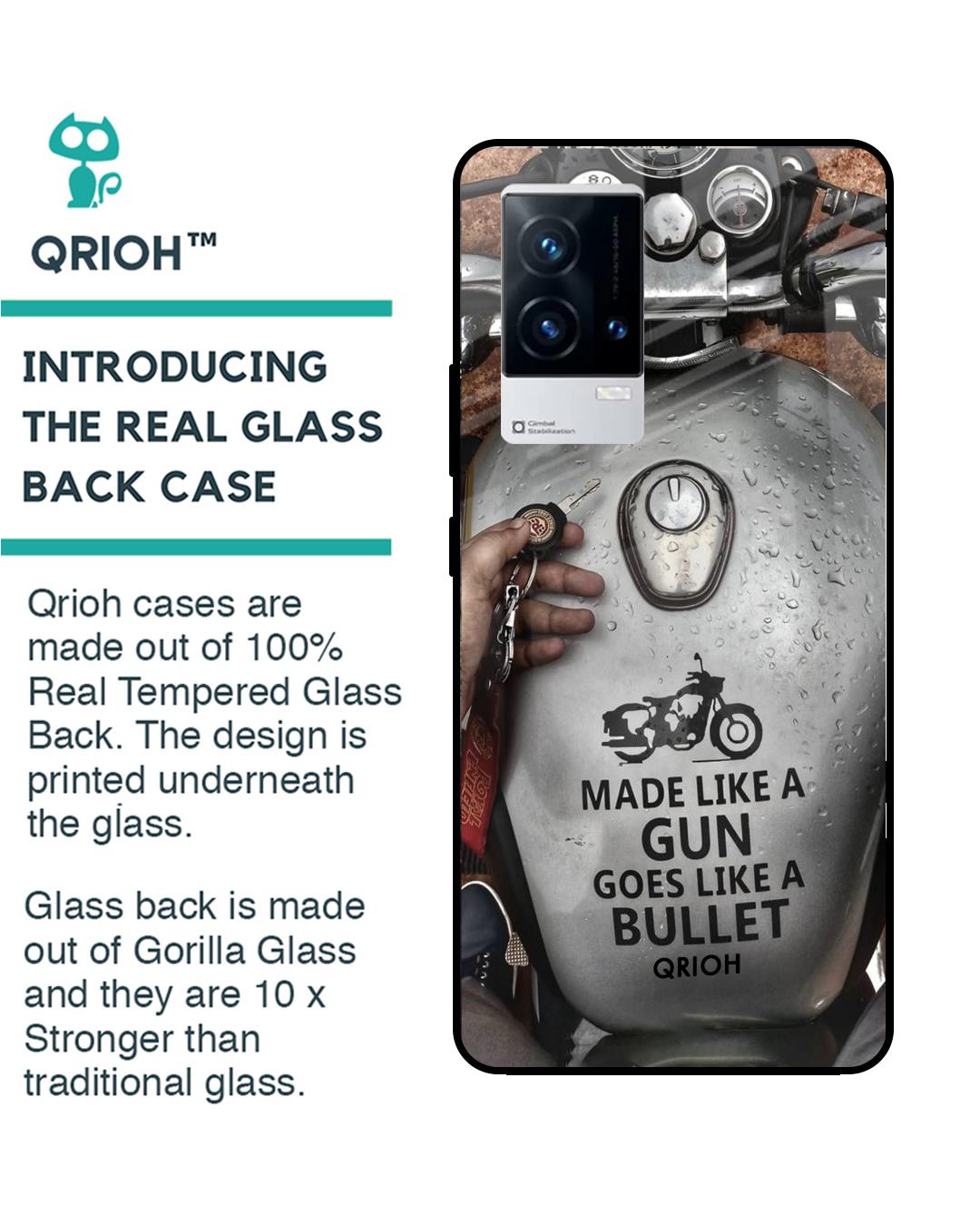 Shop Royal Bike Printed Premium Glass Cover for IQOO9 5G (Shock Proof, Scratch Resistant)-Back