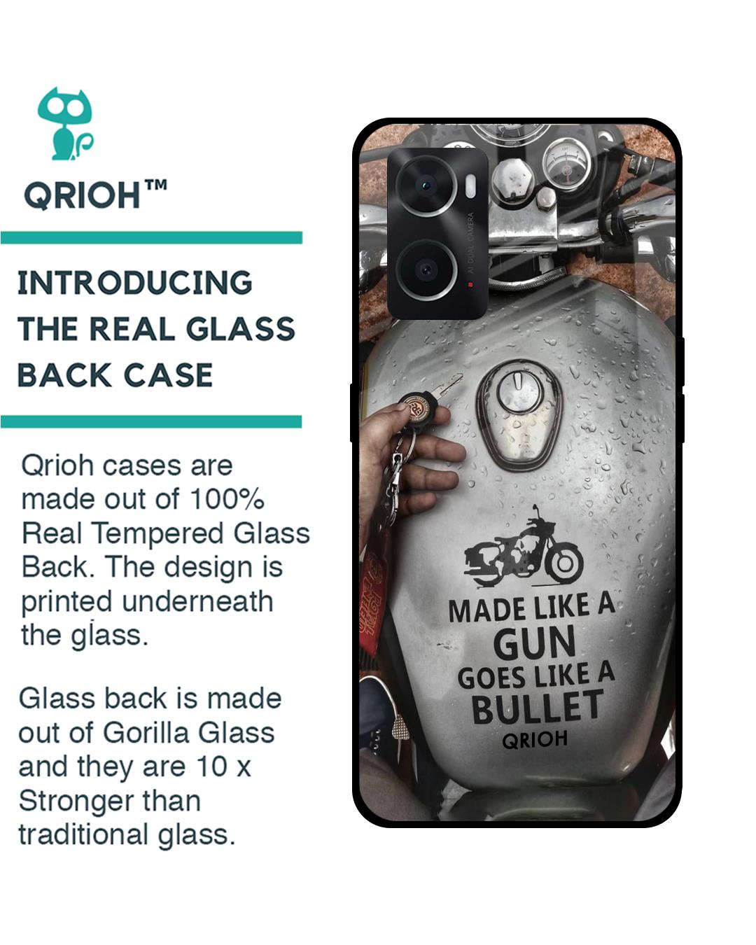 Shop Royal Bike Printed Premium Glass Cover for Oppo A36 (Shock Proof, Scratch Resistant)-Back