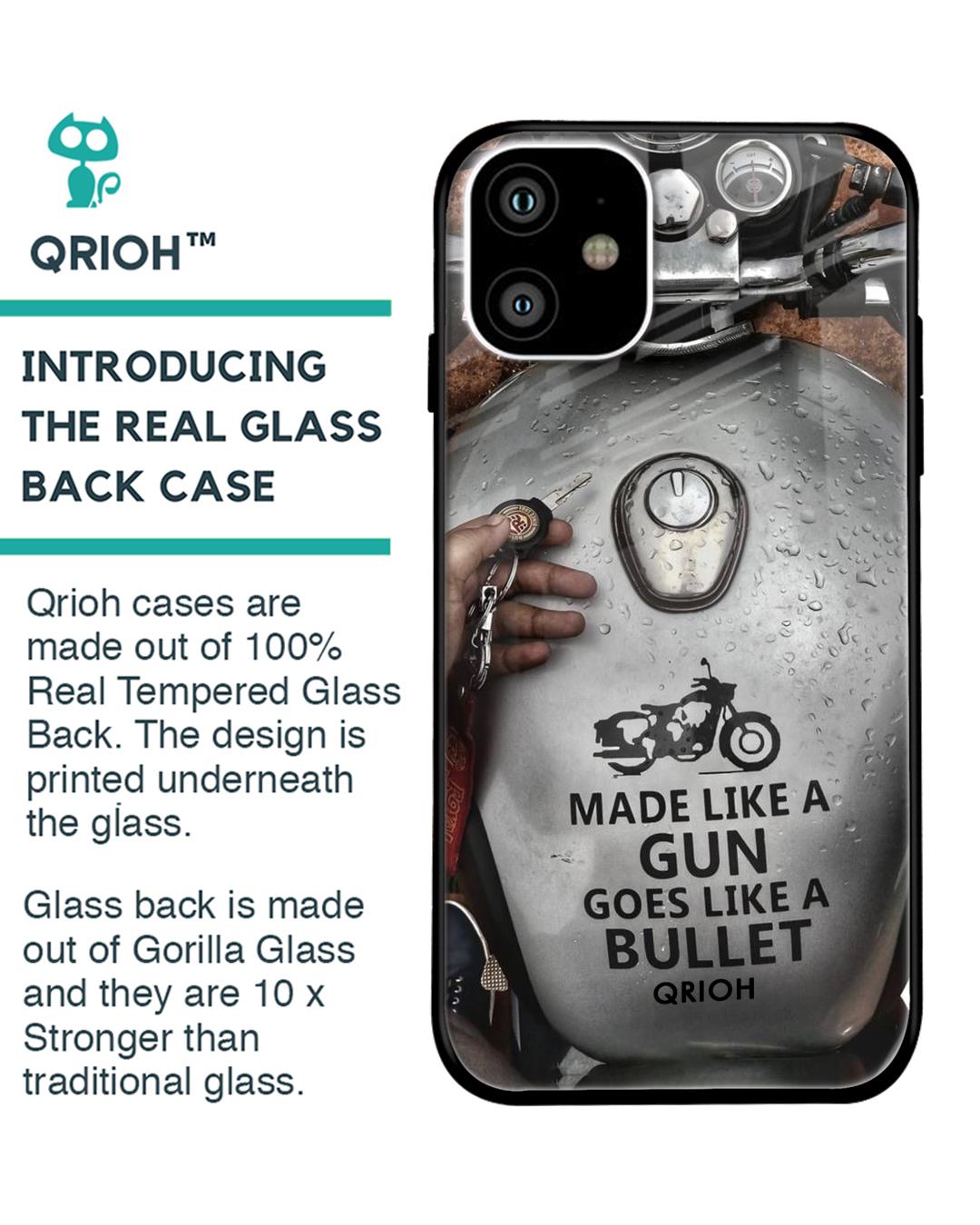 Shop Royal Bike Typography Premium Glass Cover For iPhone 11 (Impact Resistant, Matte Finish)-Back