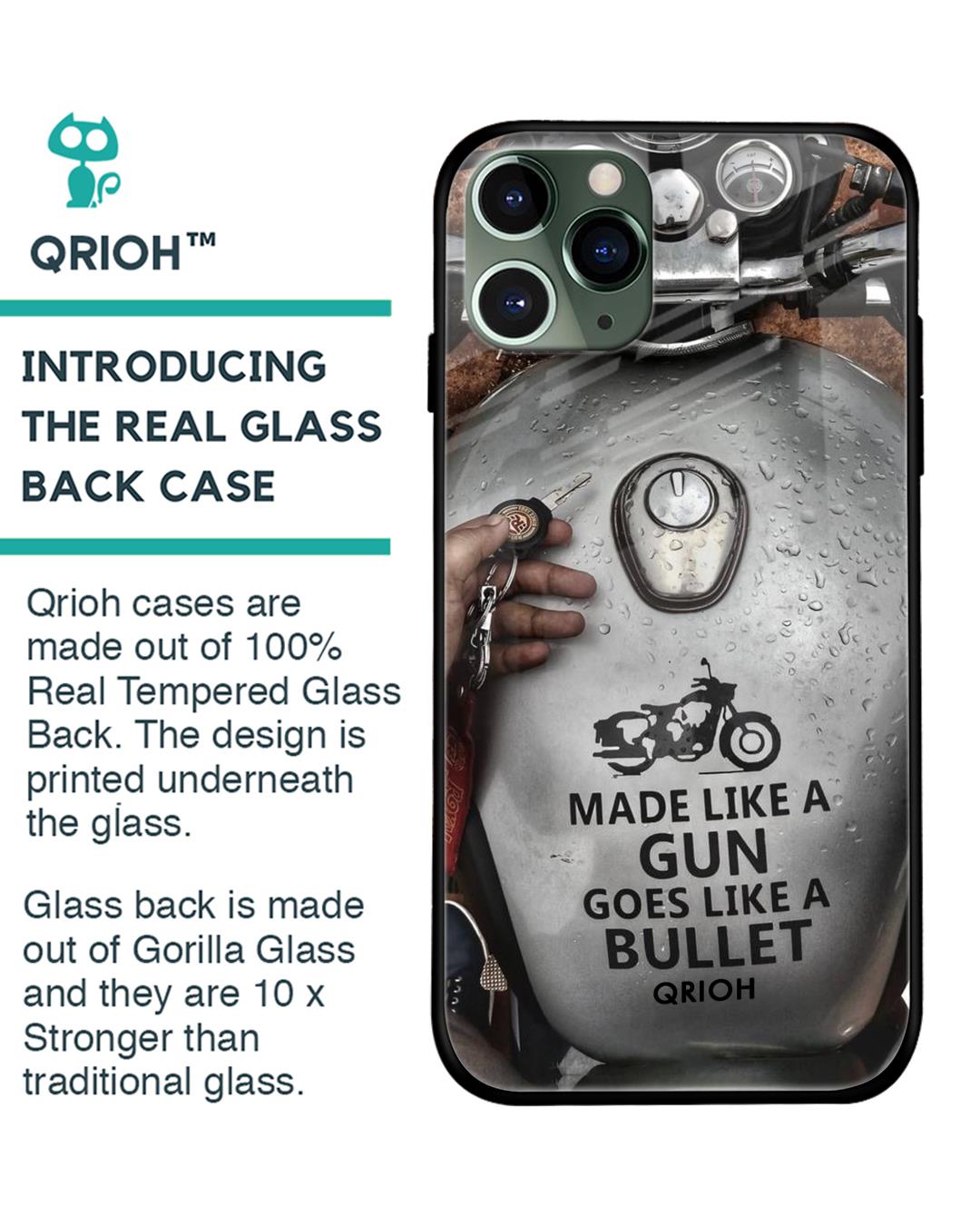 Shop Royal Bike Typography Premium Glass Cover For iPhone 11 Pro Max (Impact Resistant, Matte Finish)-Back