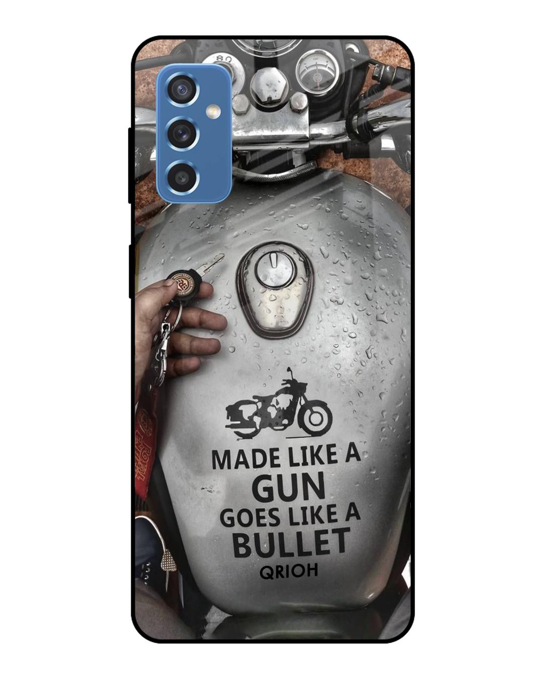 Shop Royal Bike Typography Premium Glass Cover For  M52 5G(Impact Resistant, Matte Finish)-Back