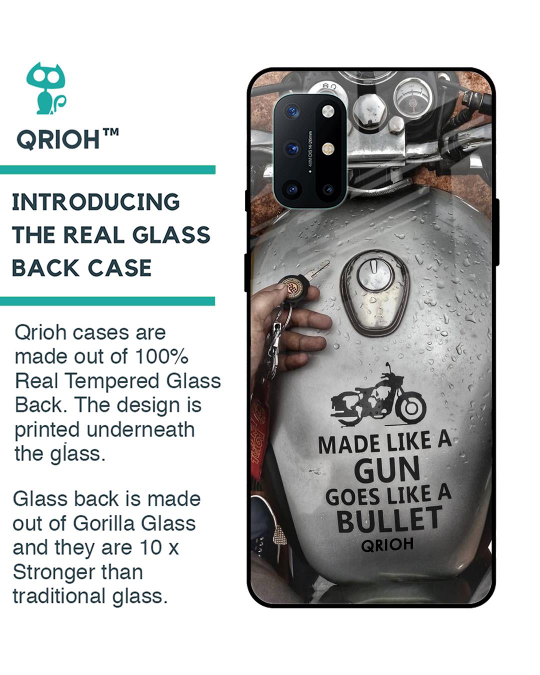 Shop Royal Bike Typography Premium Glass Cover For OnePlus 8T (Impact Resistant, Matte Finish)-Back
