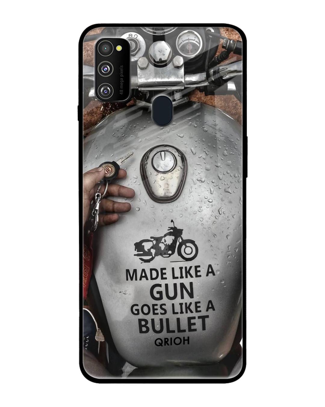 Shop Royal Bike Typography Premium Glass Cover For Samsung Galaxy M30s(Impact Resistant, Matte Finish)-Back